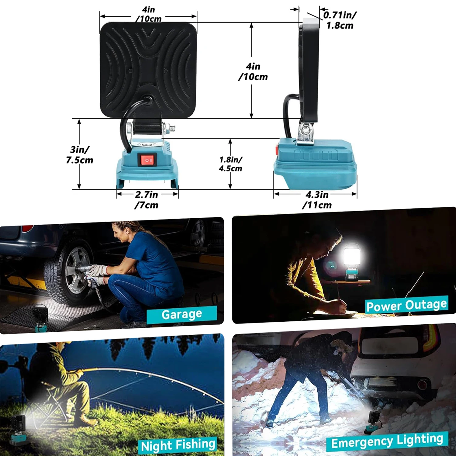 For Makita 14.4V-18V Li-ion Battery Lantern Outdoor Flashlight 4 Inch Cordless LED Work Light Camping Lamp Emergency Lighting image 3