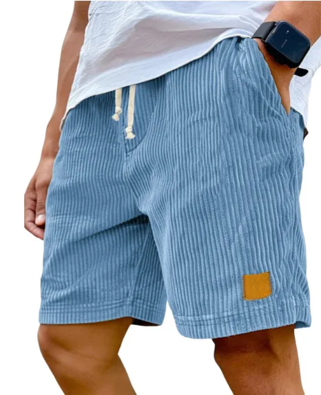 2026 Summer Casual Corduroy Y2K Shorts for Men American Retro Loose Straight Short Pants High Street Fashion Gym Bermudas
