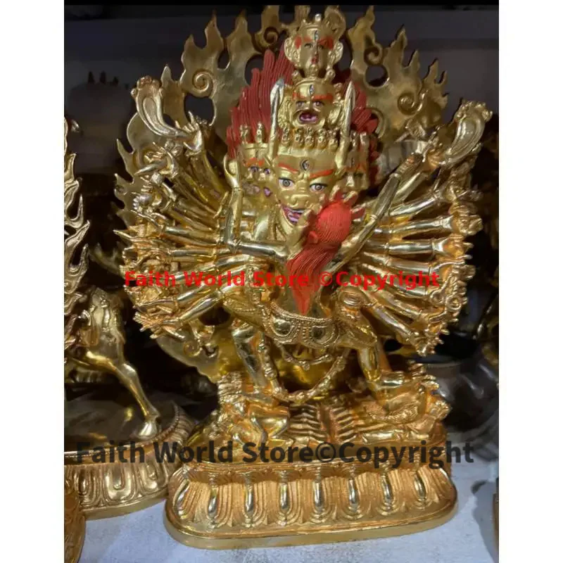 Tantric Buddha statue Tibet Buddhism Eliminate devil demons Yamantaka Vajra Buddha gilding COPPER Buddha HOME Altar worship