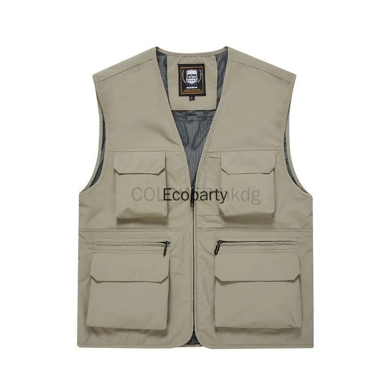 Summer High Visibility Vest with Multiple Pockets Utility Waistcoat for Outdoor Activities Yellow Men's Fishing Cargo Vest