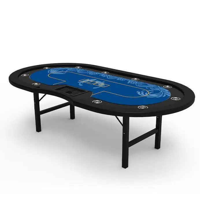 

YH 260cm Big Size Gambling Professional H Folding Leg Casino Oval Texas Holden Poker Table With Cups