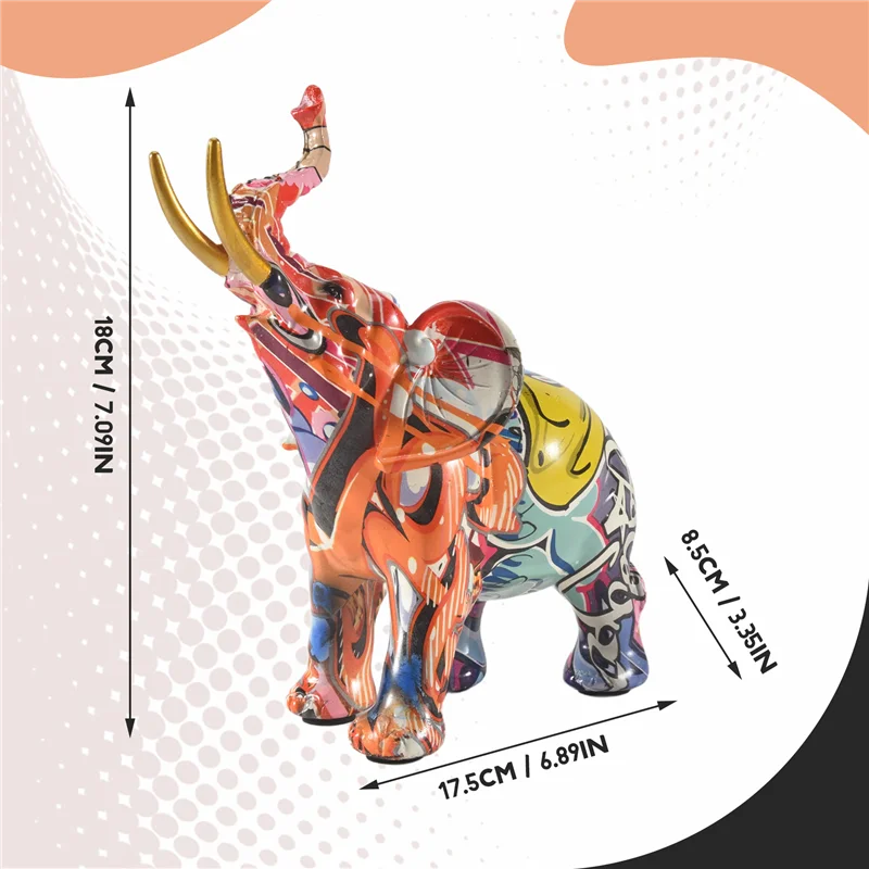 AY03-Nordic peinture Graffiti éléphant Sculpture Figurine Art coloré éléphant Statue créative résine Animal Statue décor