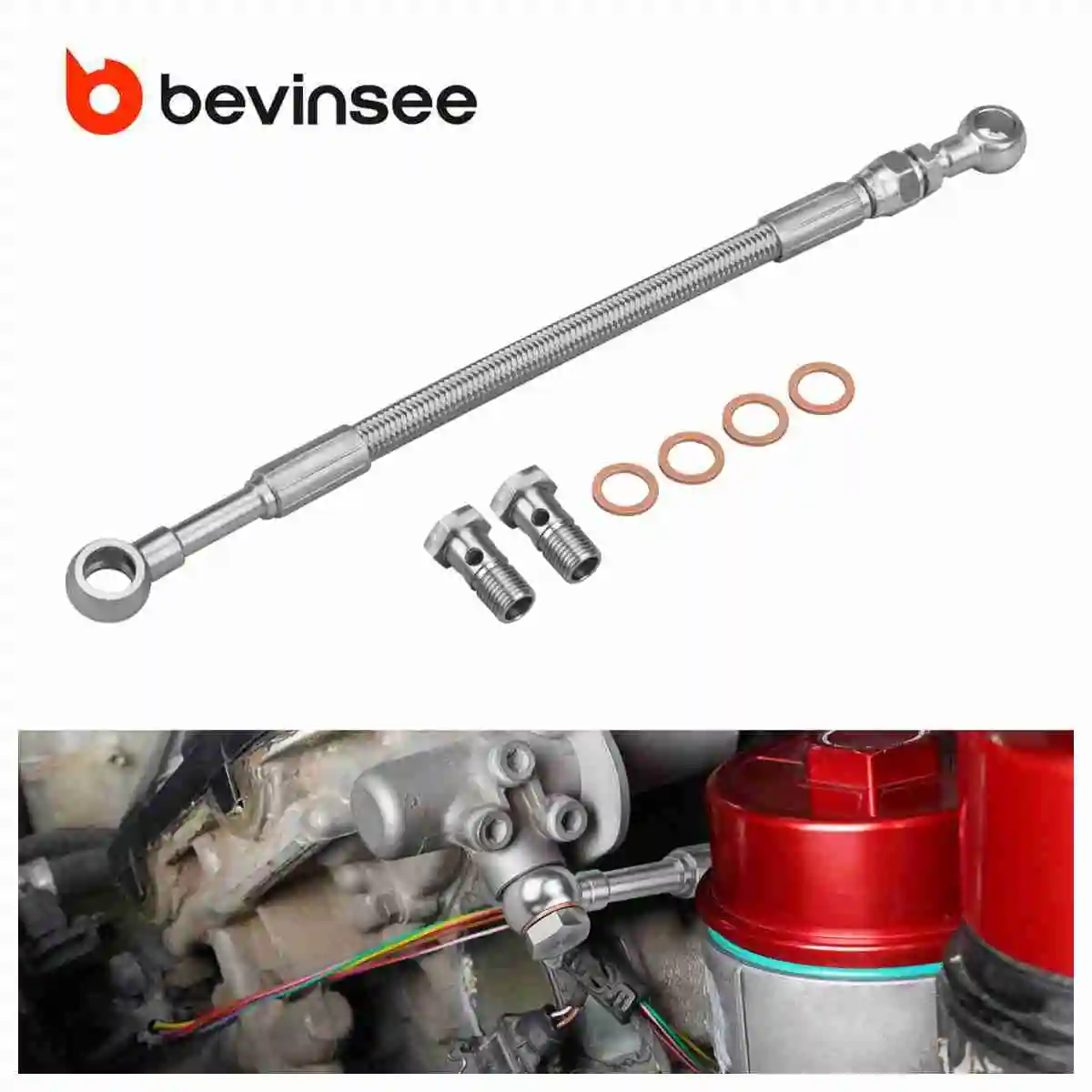 

BEVINSEE Upgraded Vanos Oil Supply Line Hose For BMW E46 E36 E39 E60 E61 X3 E83 X5 E53 Z3 Z4 E85 M52 M54 Replaces 11361705532
