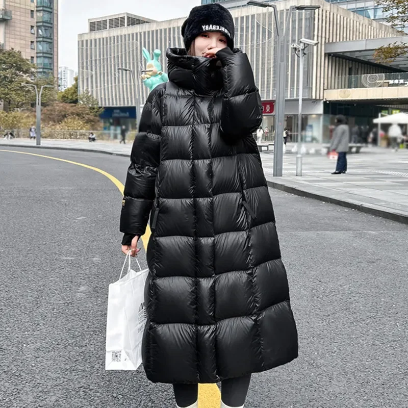 New Fashion Women Down Jacket Long Ultra-thick Parkas Black Hooded Warm Coats Winter Jackets for Women Lightweight Puffer Coats