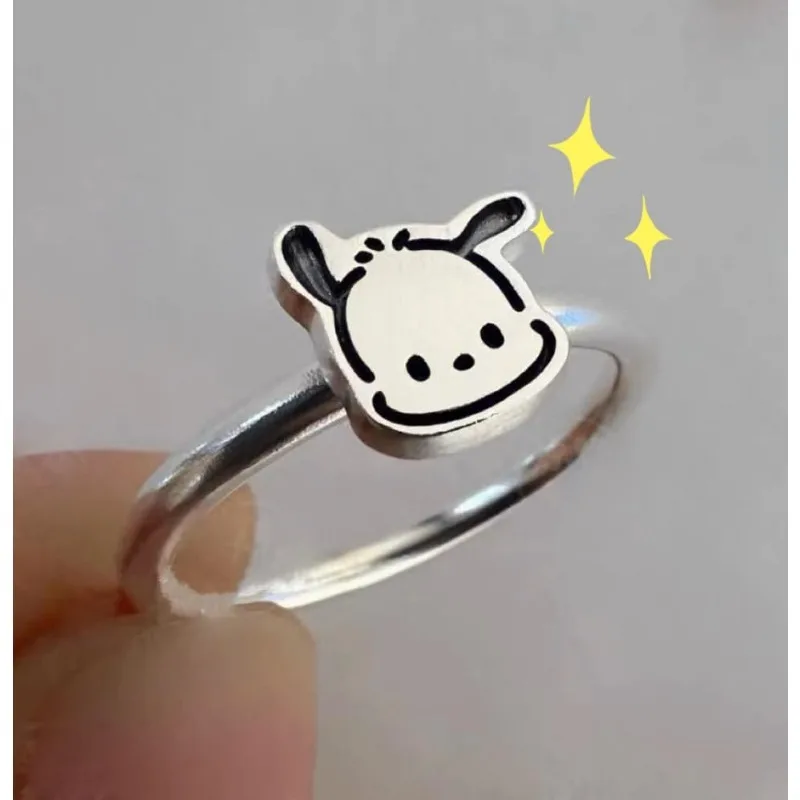 Cute Pochacoo Adjustable Ring Female Student Sweet Best Friend Gift Cartoon Anime Sanrio Ring Holiday Gift