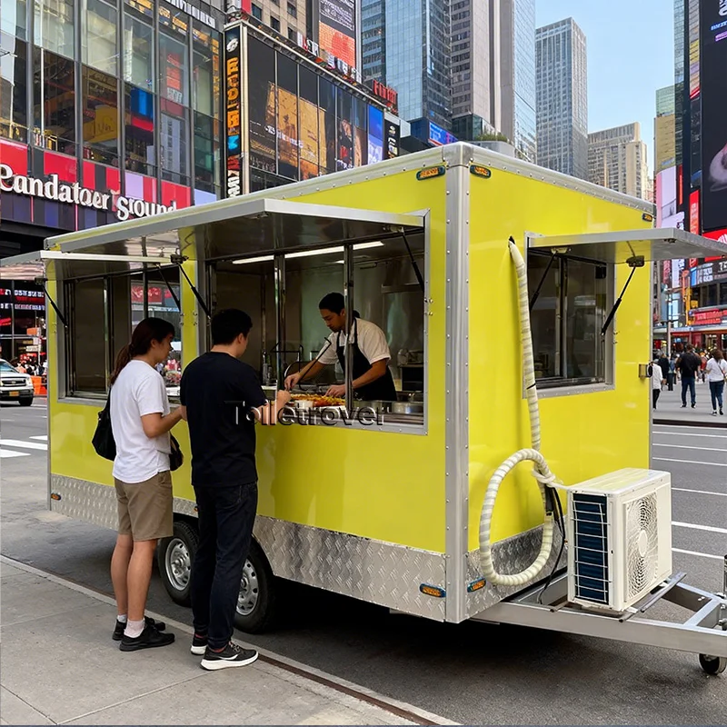 

Street Outdoor Food Trailer Burger Pasta Concession Food Trailer Hot Dog Pizza Mini Cheap Food Truck with Sitting Area Inside