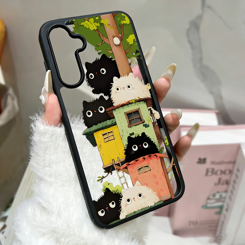 Silikon-Handyhülle für Samsung A56 5G Funda A17 A16 A55 A54 A15 A36 A35 A26 A25 A07 A06 A05s A05 A12 A13 A14 A34 Niedliche Katzen-Abdeckung