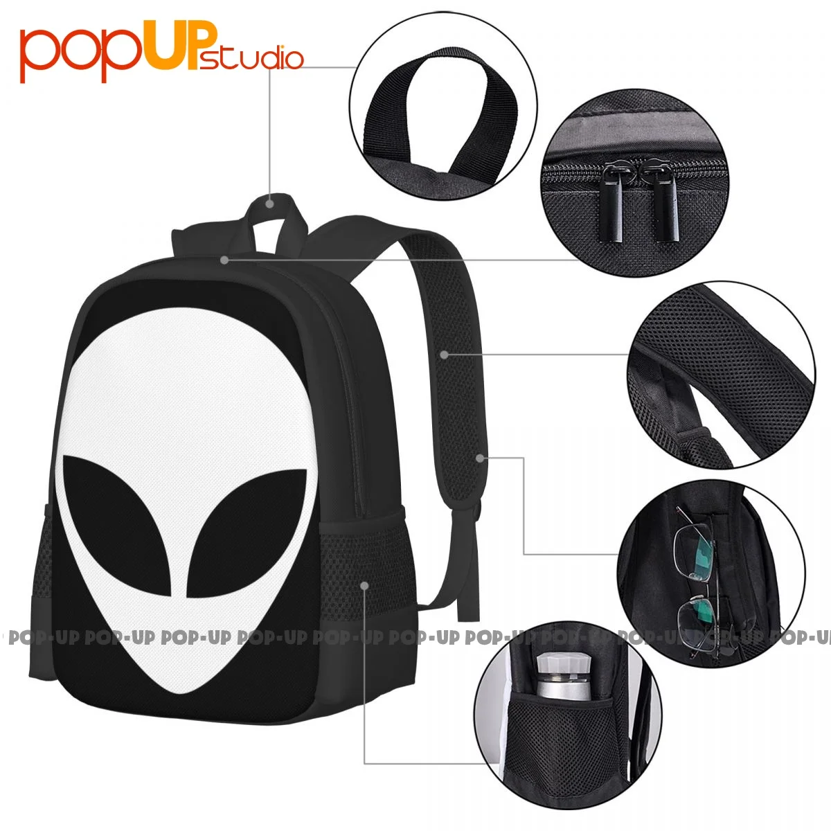 Alien Head Shirt Brand Backpack Large Capacity Travel Beach Bag Gym Tote Bag School Sport Bag