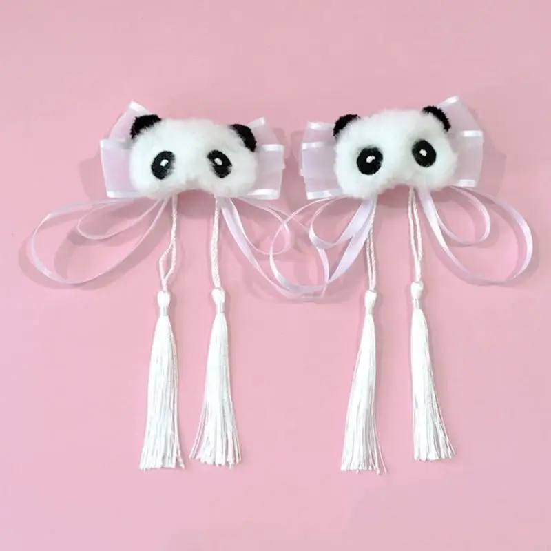 M6CD Girls Hair Clip Antigo chinês Hanfu Hairpin Panda Hairclip Women Hair Ornament