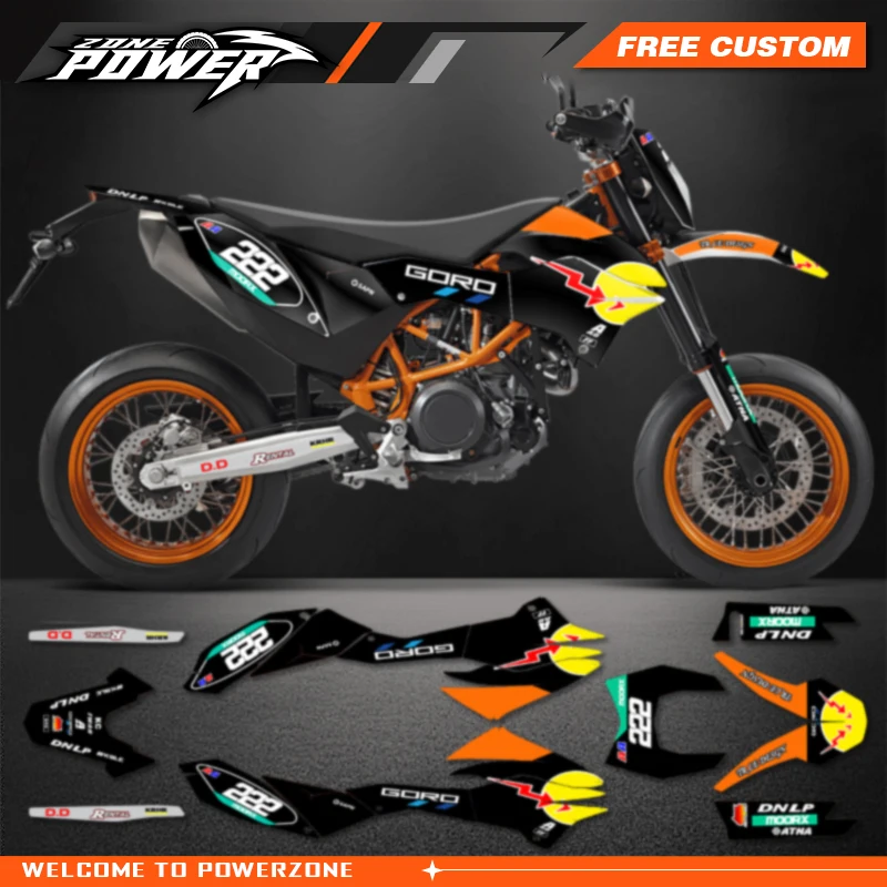 PowerZone Custom Team Graphics Backgrounds Decals for Stickers Kit For KTM 690 SMC 2012-2018 690 SMC-R supermoto Stickers 012
