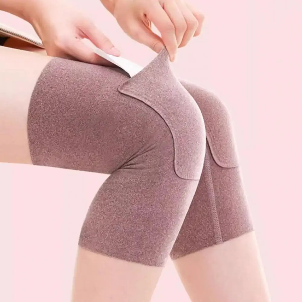 แขนรองเข่าพร้อมกระเป๋าด้านหน้าสําหรับเครื่องอุ่น Anti-SLIP WARM Leggings ความยืดหยุ่นสูงกํามะหยี่เข่ารั้งกีฬา