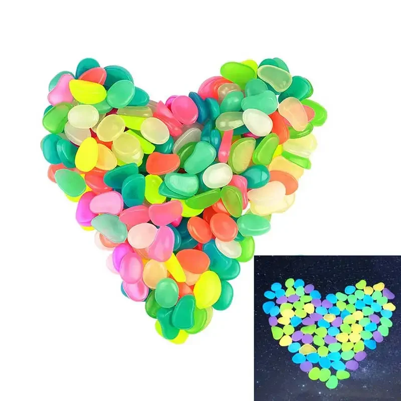 Luminous Pebbles Glow in the Dark Stones Colorful Home Garden Rocks For Walkways Ornaments Fish Tank DIY Decor 10/20/50/100Pcs