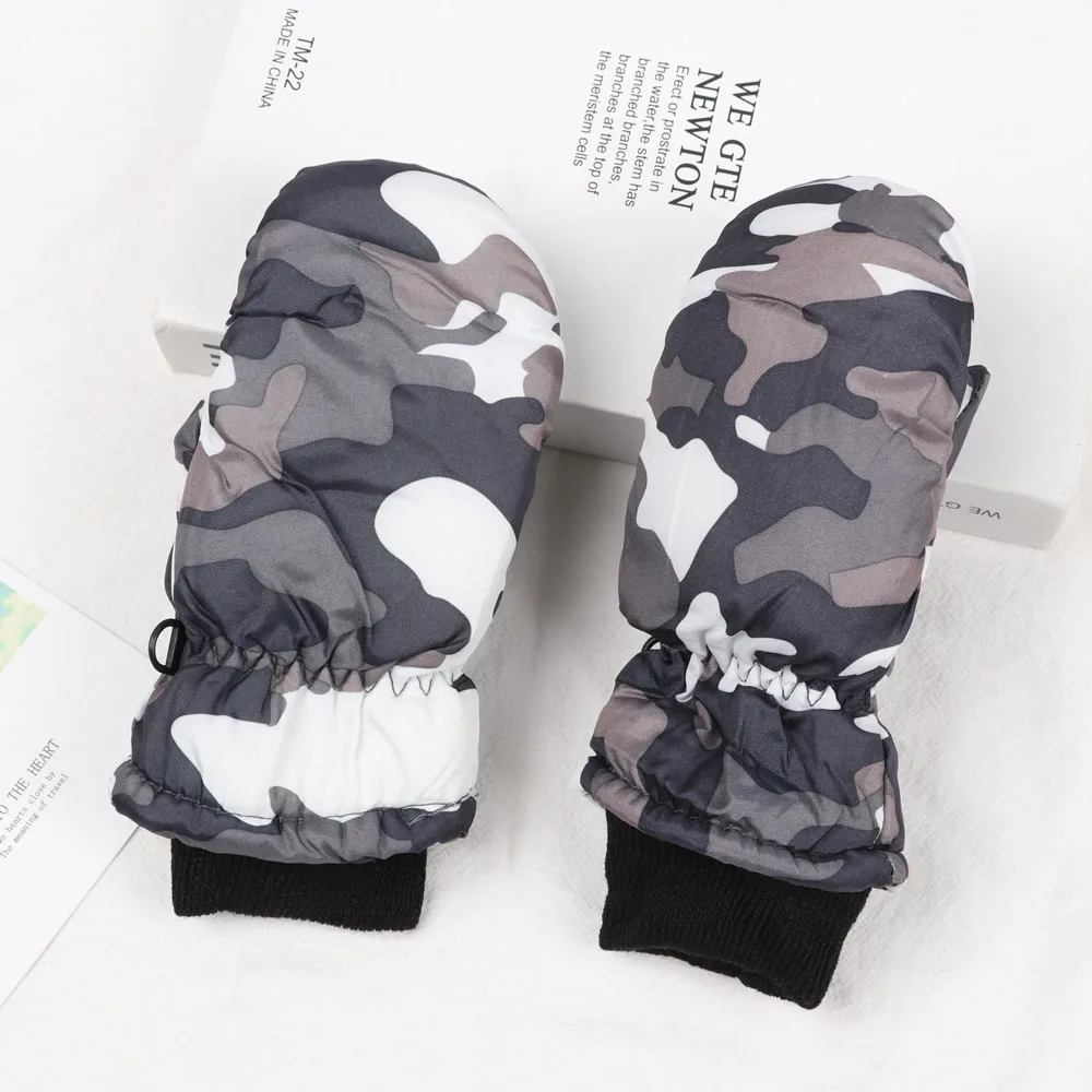 Children Gloves Camouflage Thicken Skiing Mittens Kids Winter Outdoor Snowboard Waterproof Windproof Gloves 2-5Years Old