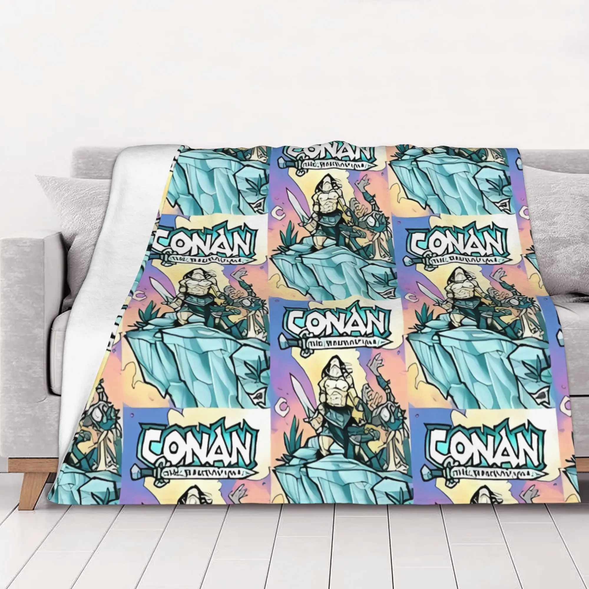 1PC home Cutecore Conan The Barbarian poster Conan the Barbarian Blanket Super Cosy Plush Home Living Room Sofa halloween