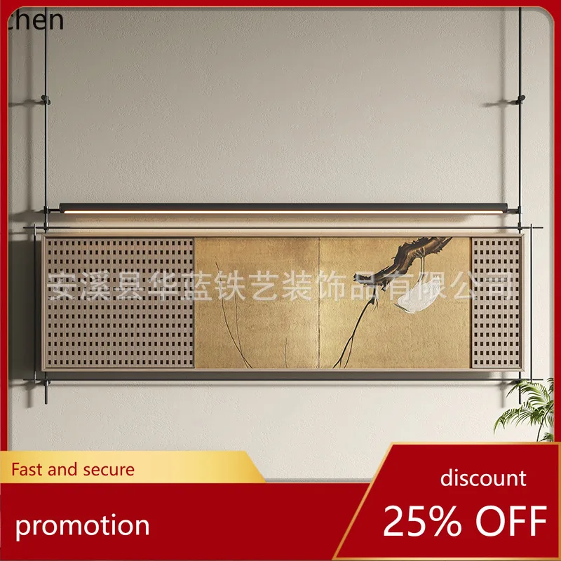 ZML New Chinese Style Decorative Painting with Metal Hanging Rod for Homestay Decoration and Wall Entryway Hanging Painting