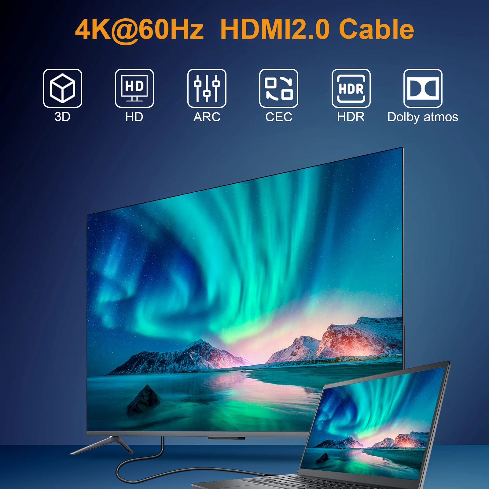 VEECOH 4K สาย HDMI 2.0สำหรับ Apple TV PS4 Splitter สาย HDMI To HDMI 60Hz วิดีโอเสียงสายเอชดีเอ็มไอ