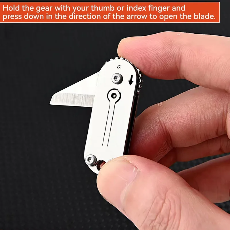 Stainless Steel Mini Gear Knife Sharp Portable Pocket Folding Knife Key Chain Pendant Unpacking Express Tool image 2