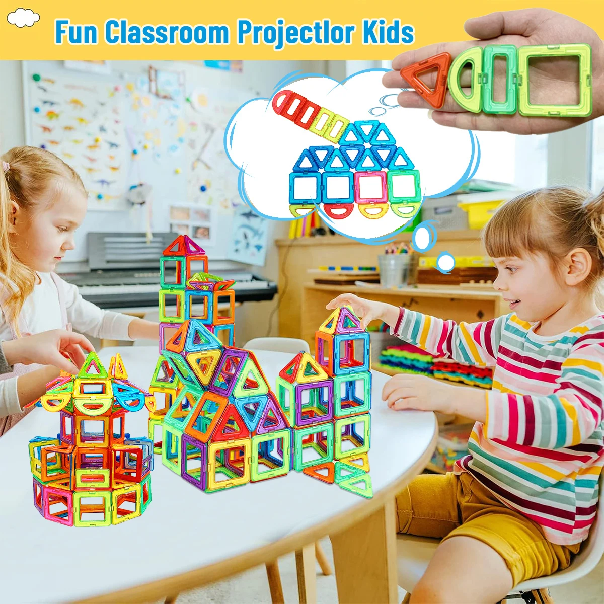 Magnetisches Blockspielzeug, mittelgroßes Spielzeugbauset, geeignet zum Lernen und Bildung von Kindern, Geburtstag, Halloween, Weihnachtsgeschenk