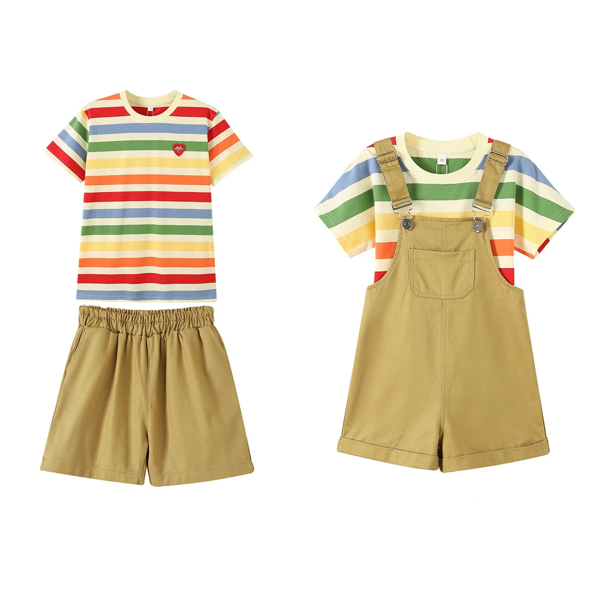 T-shirt arc-en-ciel pour parents et enfants, tenues identiques pour père et fils, ensemble de combinaison assortie pour mère et fille, vêtements à rayures pour la famille, vêtements pour enfants