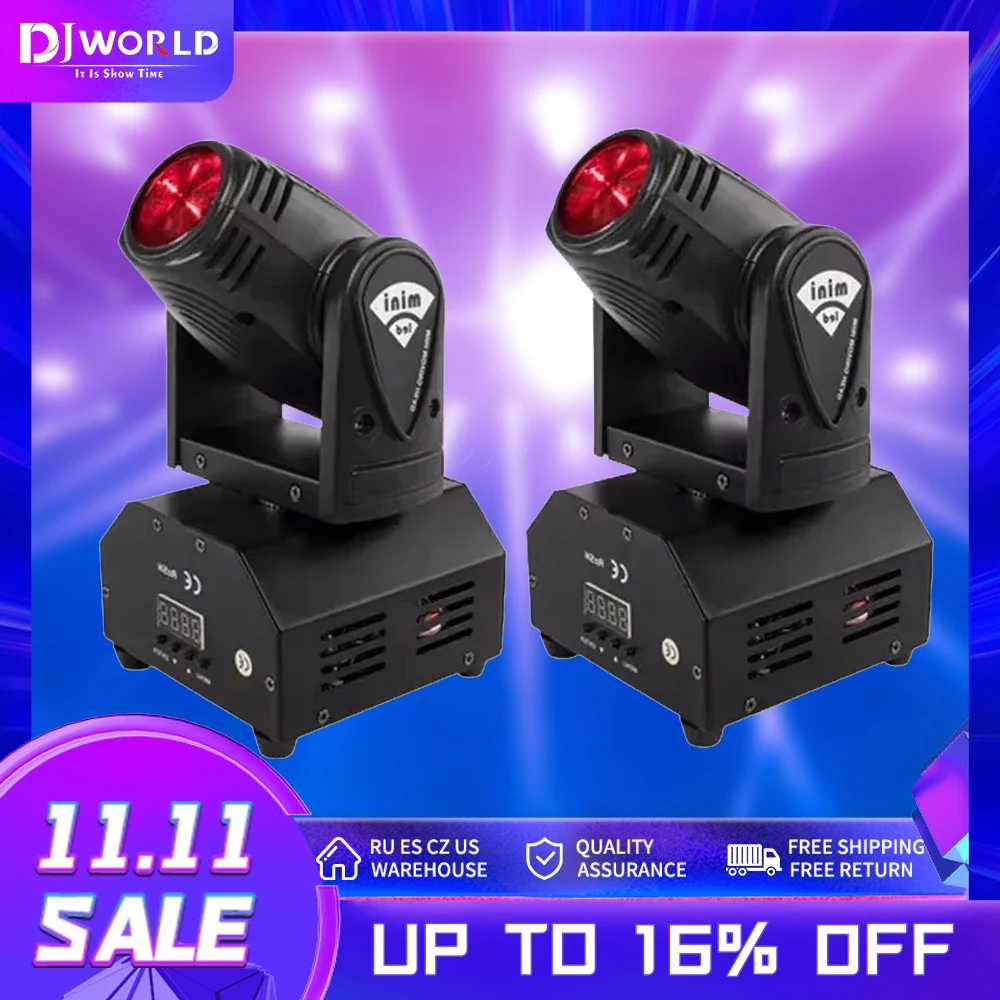 

2PCS Mini 10W LED Spot Beam Moving Head Light RGBW 4In1 DMX512 Stage Light Effect Stroboscope For DJ Disco Bar Nightclub Party