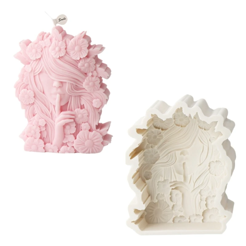 Unique Flower Girl Shaped Decorations Mold Unique Silicone Molds Elegant Gifts for Candle Collector