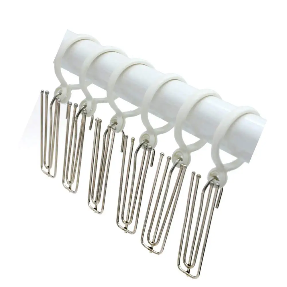 

20Pcs Stainless Steel Curtain Hooks Premium Metal Hook Split Rings for Shower Window Drapery Blackout Curtain Hanging