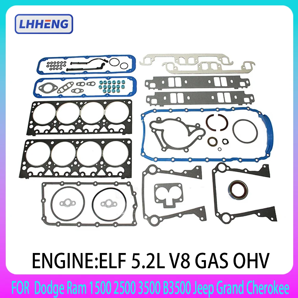 

Cylinder head gasket Full Gasket Set Fit For ELF 5.2 L V8 Gas Dodge Ram 1500 2500 3500 B3500 Jeep Grand Cherokee 5.2L 98-03