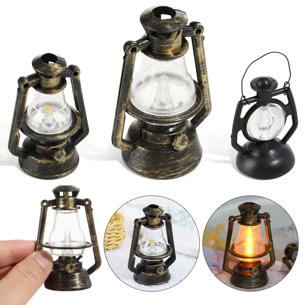 

1:12 1:6 Scale Oil Lamp Miniatures Mini Kerosene Lantern Model Doll House Decor Scene Ornaments Dollhouse Accessories