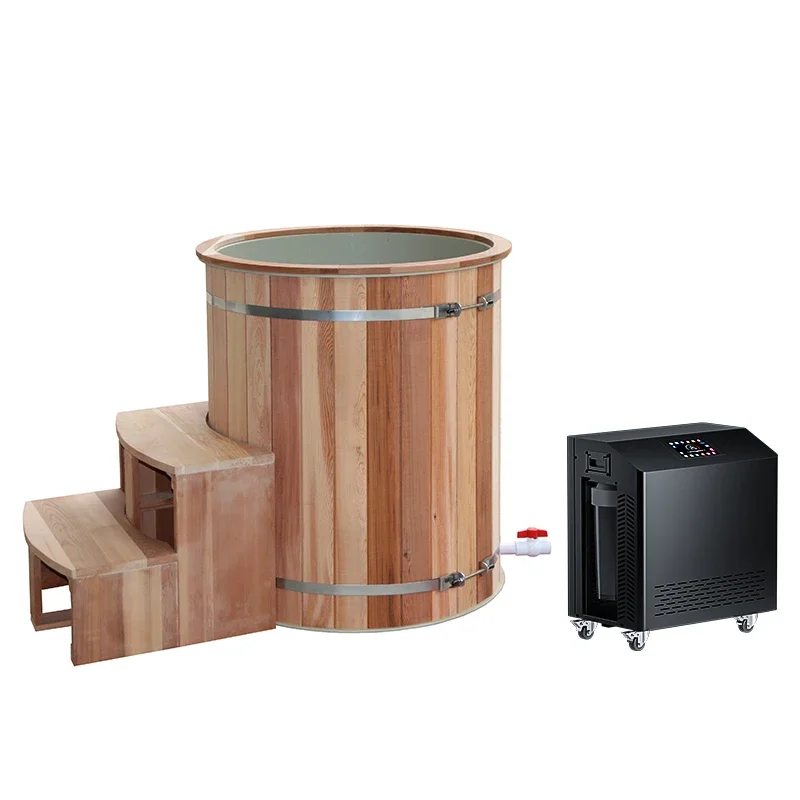 Customize Extra Large Cold Plunge With 2hp Water Chiller And Ozone Cedar For Ice Bath Cold Plunge Tub Optional