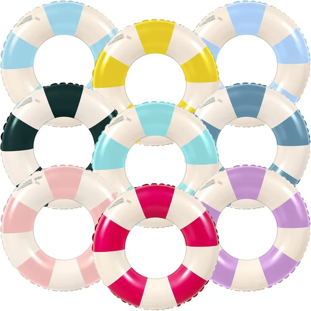 

Classic Striped Pool Floats - 9 Pack for Beach Party & Summer Fun