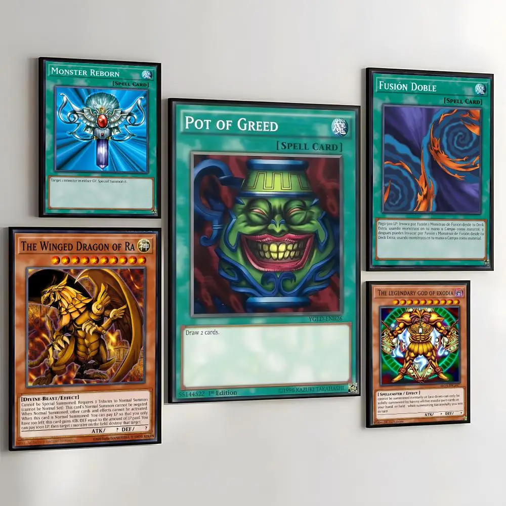 Y-Yu-Gi-Oh Classic Painting Calligraphy Self Adhesive Wall Art Waterproof Print For Bedroom Living Room Hallway Home Decor