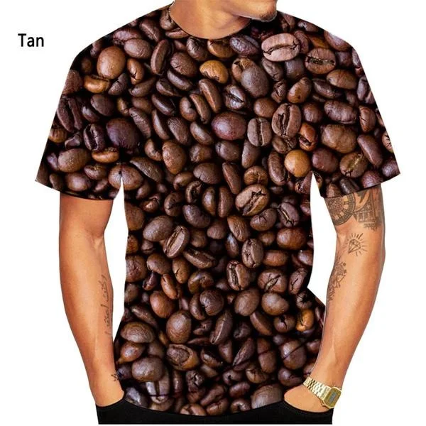 

Funny Coffee Bean 3D Printed T-shirt Funny Retro Casual Short-sleeved Fashion T-shirt