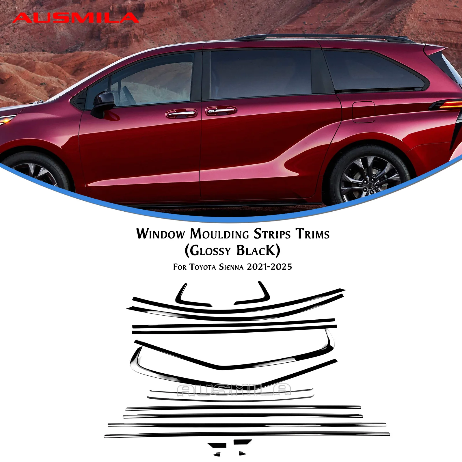 

Накладка на внешнюю оконную рамку/дверную полосу для Toyota Sienna 2021 2022 2023 2024 2025