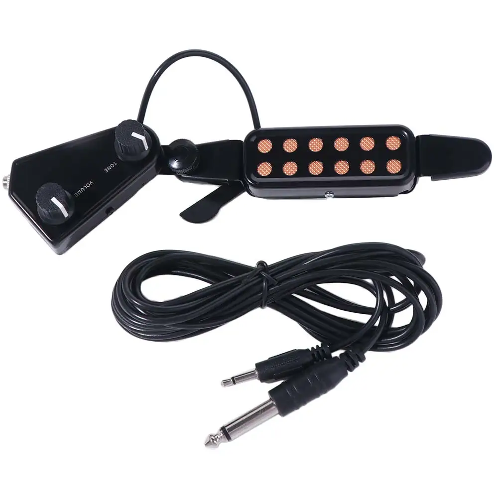 

12-Hole Design Acoustic Guitar Pickup Tone Knobs Clip-On Style Guitar Transducer Enhanced Sound Adjustable Volume