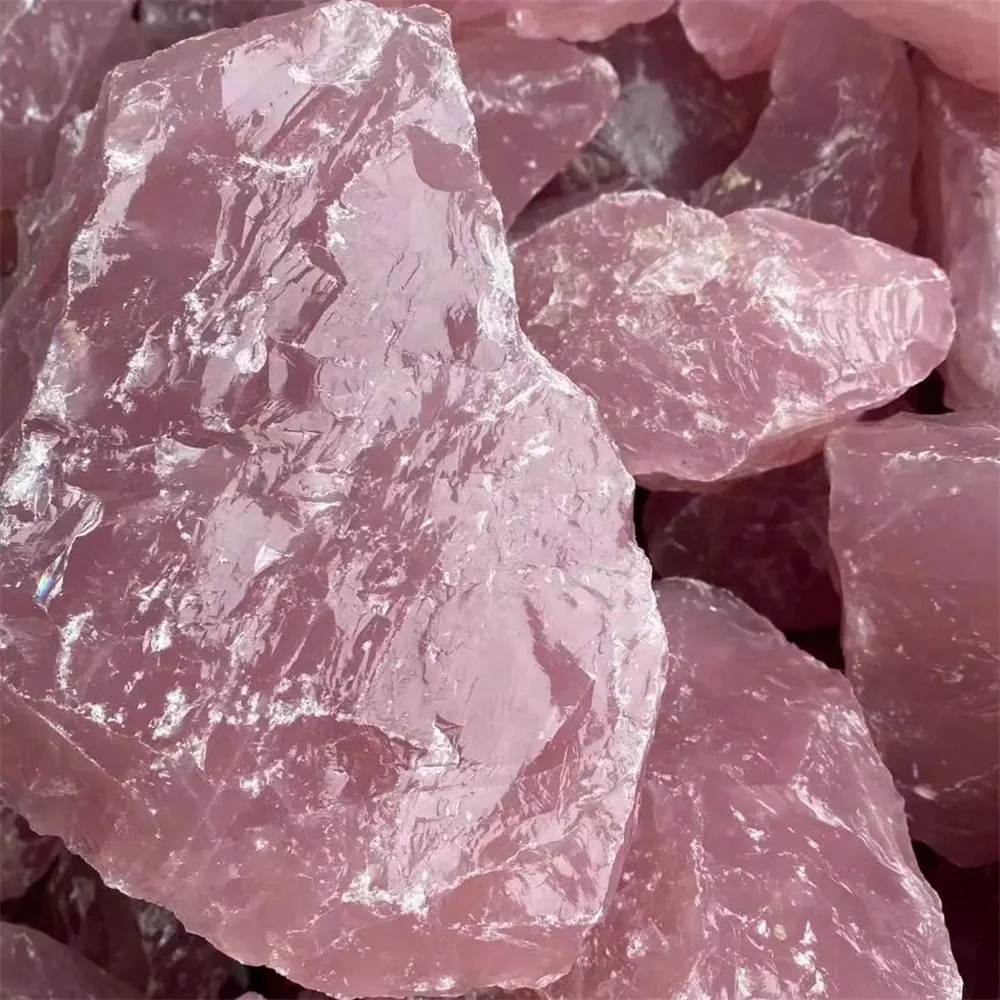 Pure Natural Pink Rose Quartz Rough Raw Crystal Stone Rock Mineral Specimen Healing Reiki Home Decoration Large Size 1pc Random