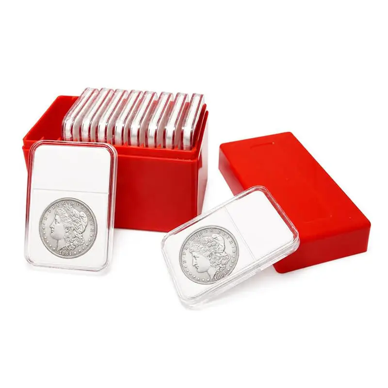 Commemorative Coin Storage Box Plastic Coin Slab Holder Organizer Case Coin Collection Protective Box For Collectibles Only Box