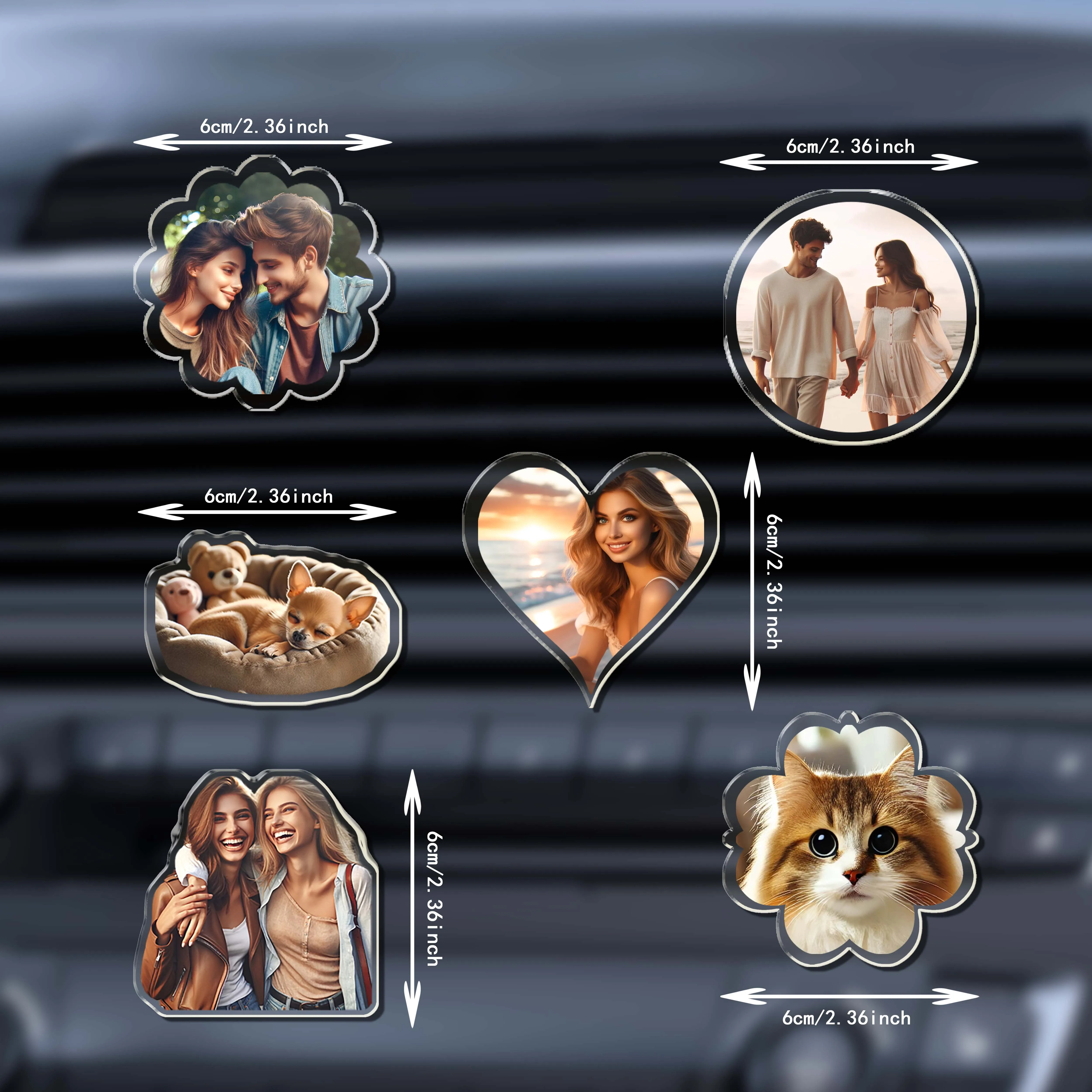 Car Interior Decoration, Car Air Conditioning Vent Decoration Buckle Without Aromatherapy, Customized Photo Gift Decoration