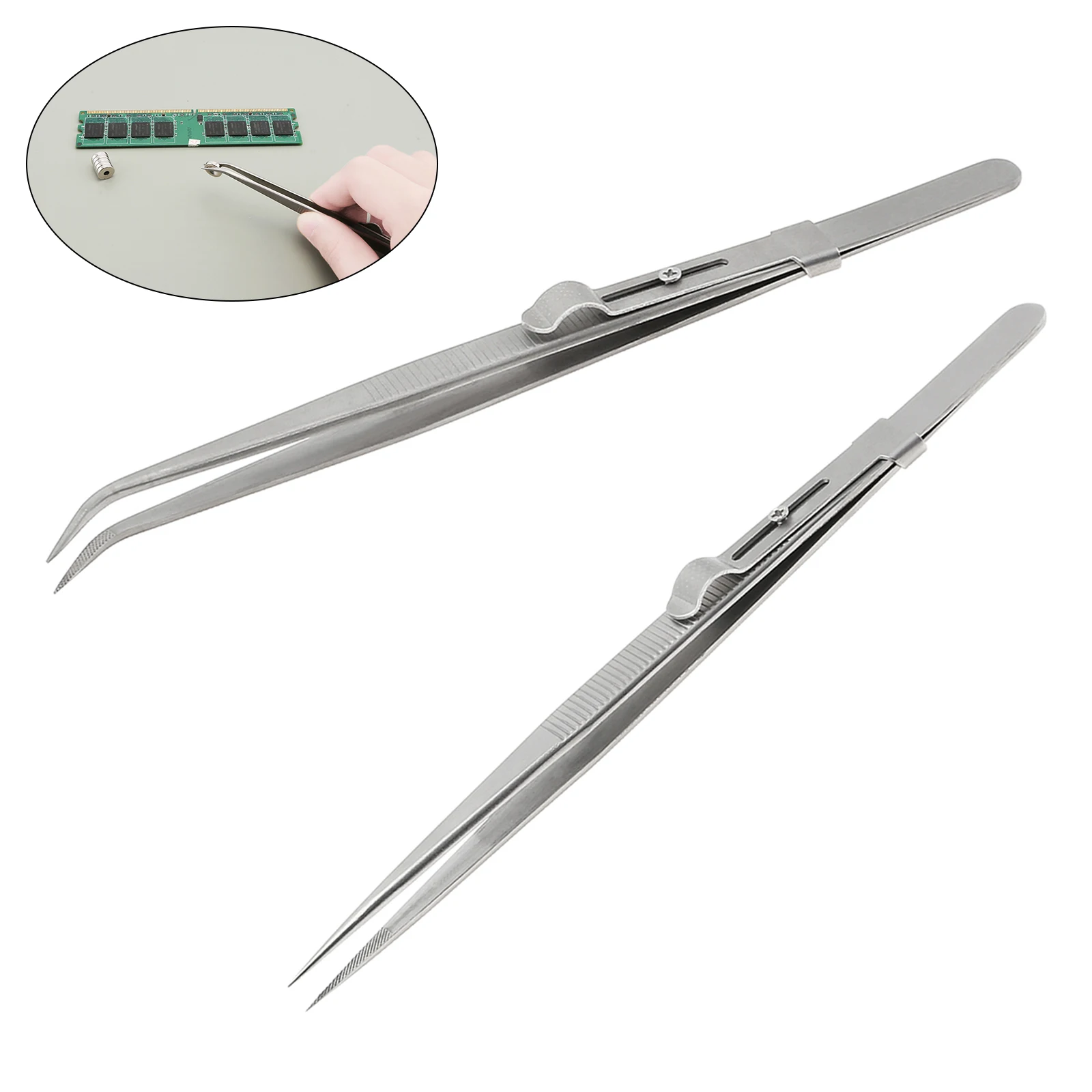 1 Piece Anti-Static Stainless Steel Multipurpose Tweezers for Electronic Lab Work / Jewelry Making Jewelry Precision Tweezers