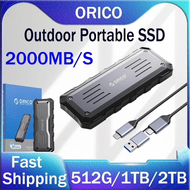 

ORICO 2TB Portable SSD 2000MB/S External Solid State Drive 512GB 1TB USB 3.2 Type C PSSD for Phone Outdoor Workers Photographer