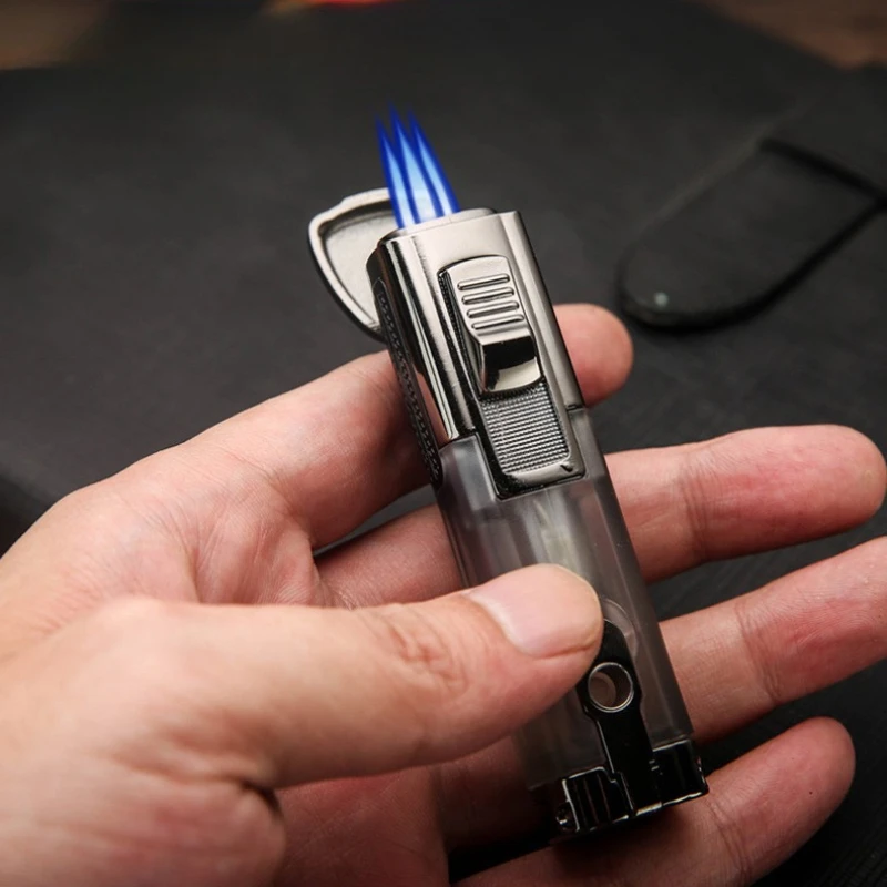 

Metal Inflatable Three-direct Cigar Lighter High-end Multi-function Outdoor Barbecue Camping Igniter Men's Smoking Accessories