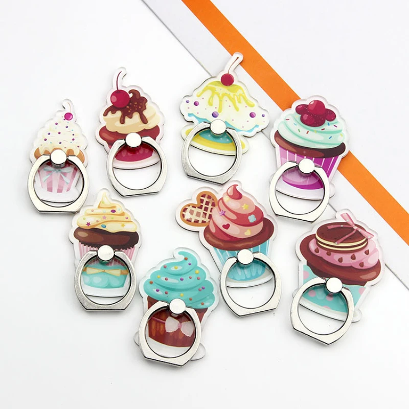 New Arrival 1 Piece Acrylic Mobile Phone Holder Ring Cute Cake Ice-cream Cellphone Ring Holder Support Grip Stand Desk Accessory