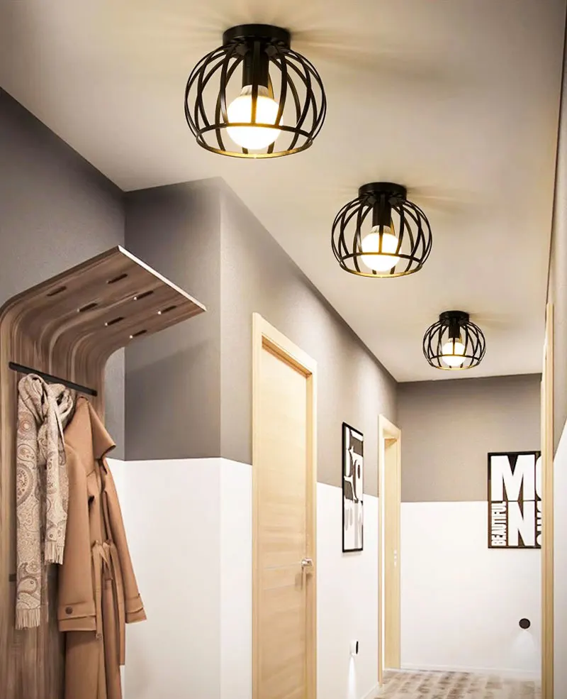 Lámparas de techo Retro E27 para pasillo Interior, candelabro Vintage, iluminación de luces de techo, decoración para dormitorio