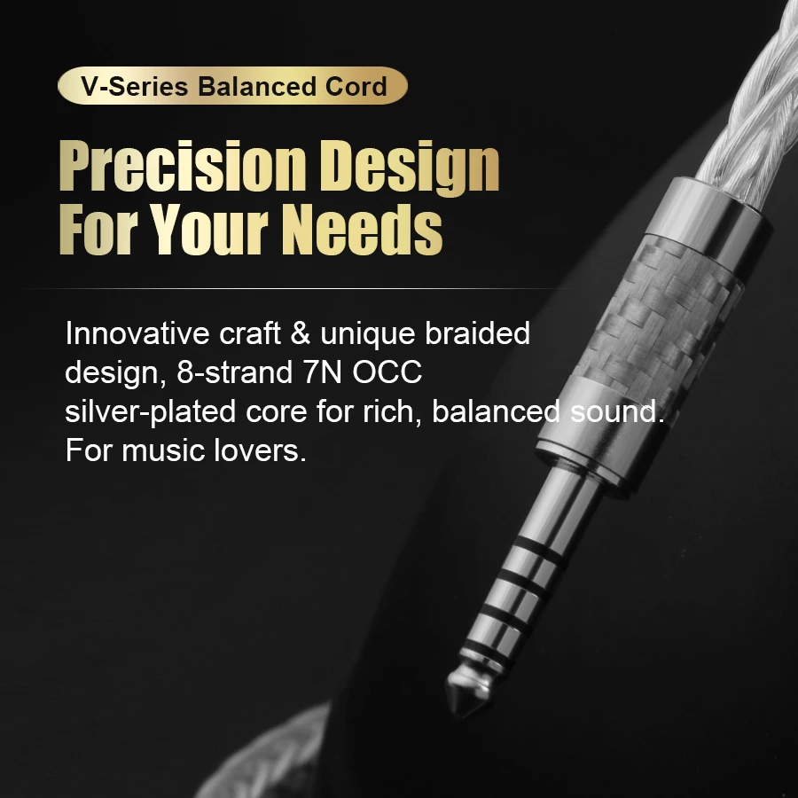 QINCROWN HiFi 4.4mm to 2.5mm Balanced HiFi Cable, 7N Silver-Plated OCC for Headphone DAP DAC Amp Audio Player