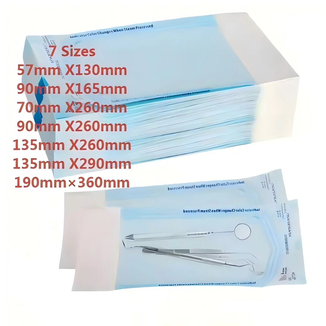 

200pcs Self-Sealing Sterilized Disposable Bags for Dental Nail Tattoo - Medical Supplies with 7 Essential Sizes