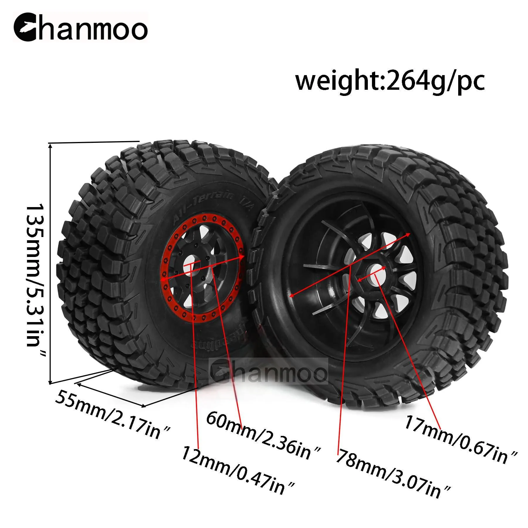 1/7 1/8 دورة قصيرة إطارات شاحنات إطارات العجلات 17 مللي متر عرافة ل 1:8 RC على الطرق الوعرة سيارة كيوشو HPI LOSI HSP GT2 محوري Traxxas Vkar Hobao