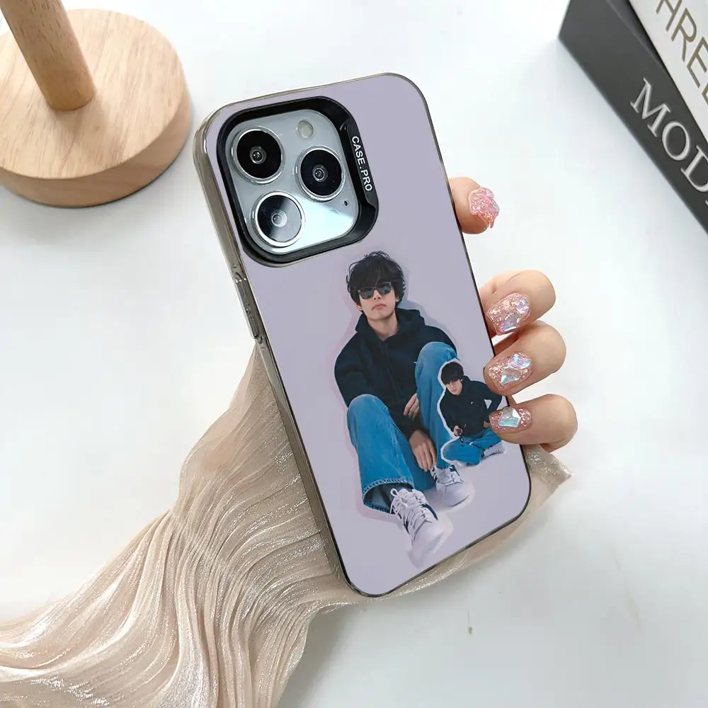 V Singer Kim Tae-hyung MINISO Phone Silver Popular In Korea Wholesale Case For IPhone 16 15 14 13 12 Pro XR Shockproof Color Co