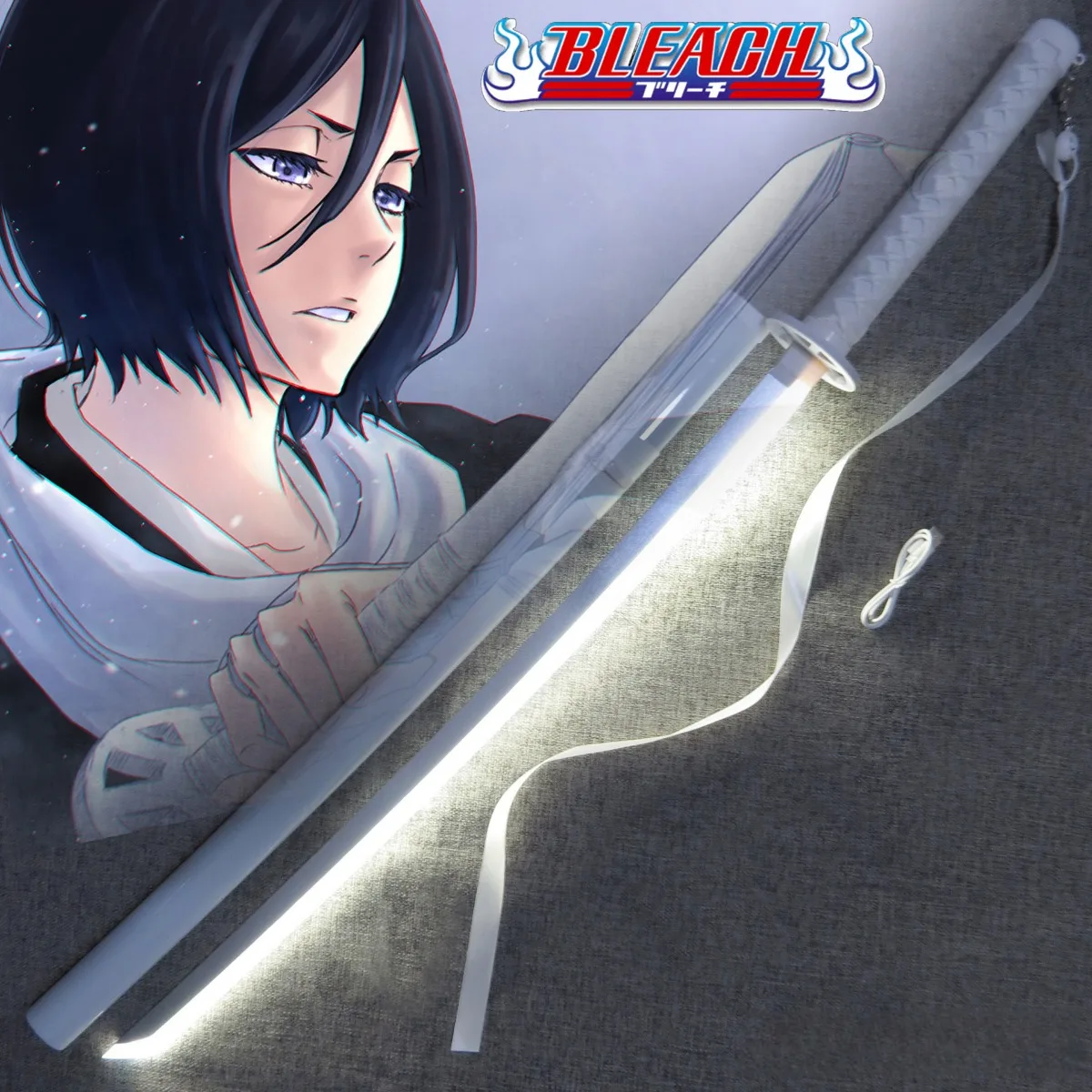 104cm Bleach Katana Led Light Luminous Sword Anime Ichigo Cosplay Prop Ninja Knife Real Japanese Katana Bright Samurai Sabre Toy