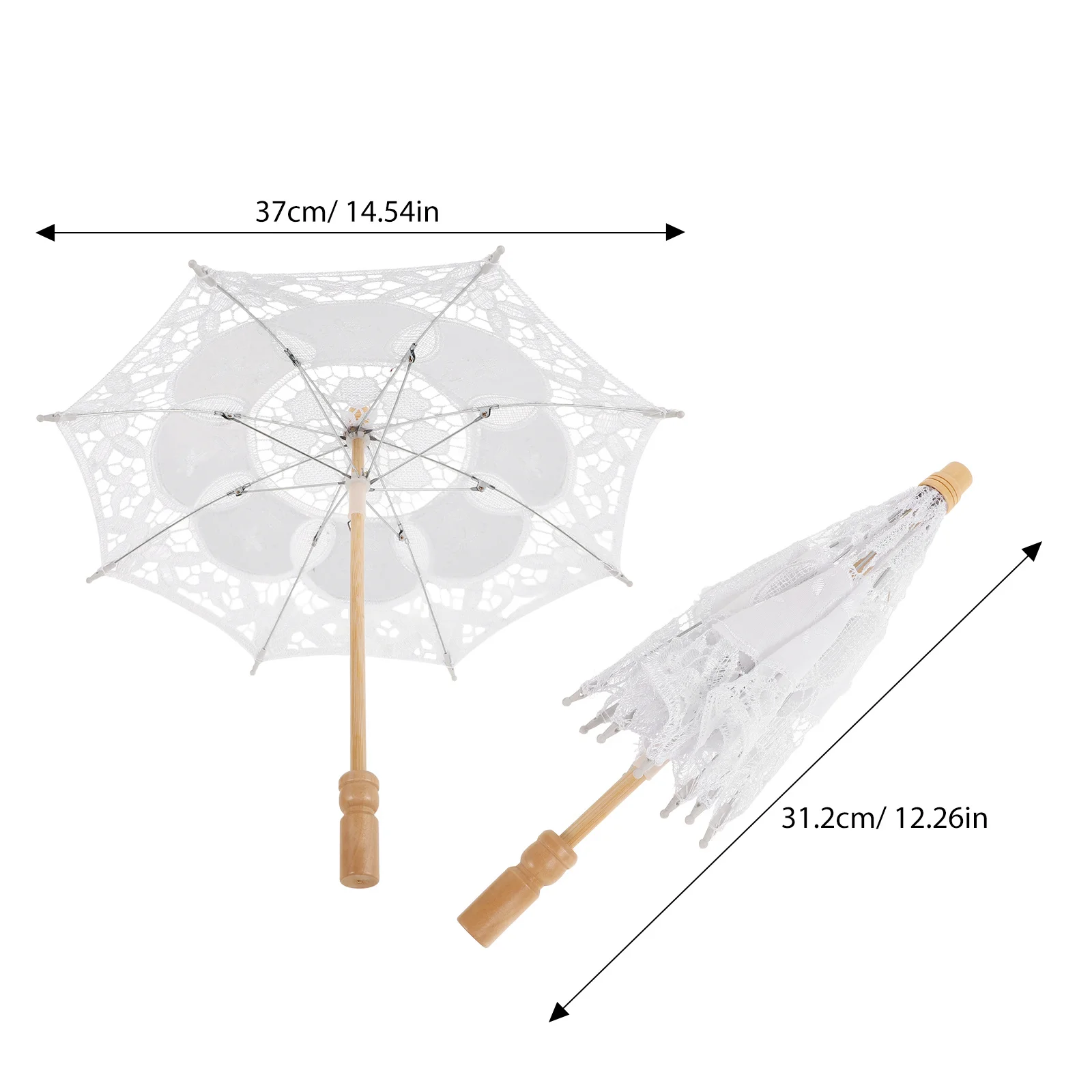 Parasol ślubny w stylu vintage z białej koronki, parasolka z kwiatowym haftem, rekwizyty fotograficzne, dekoracja na przyjęcie herbaciane, elegancki, romantyczny.