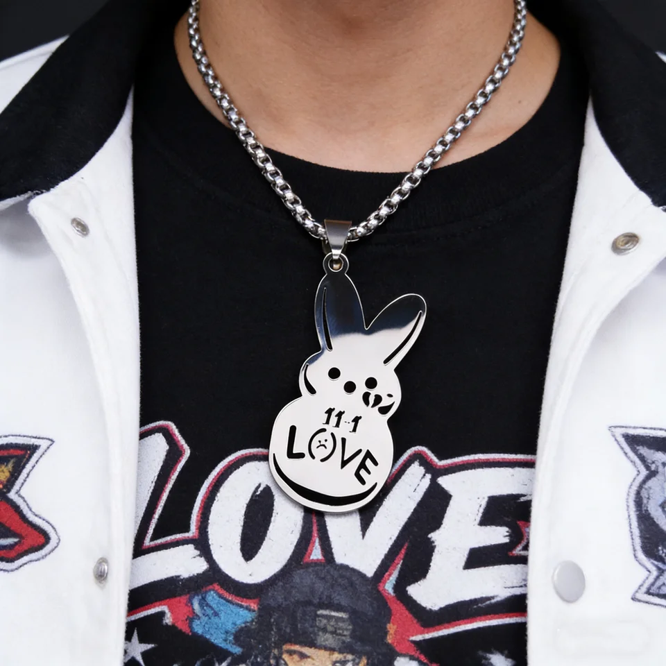 Kpop Lil Peep Rabbit Sad for Love Couple Pendant Necklace for