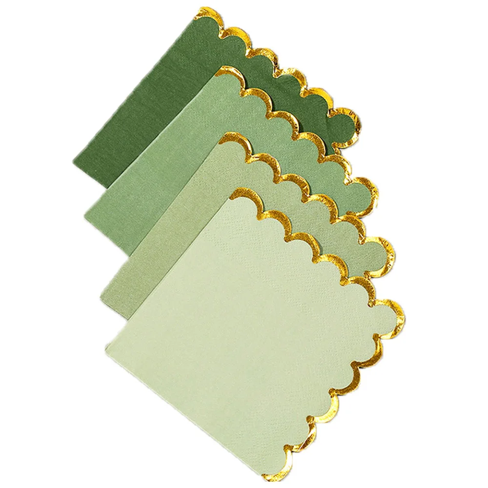 

Elegant Lace Solid Green Hot Stamping Decorated Paper Napkins for Wedding Birthday Party Supplies Anniversaries Table Decor 냅킨